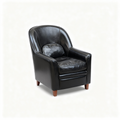 Timeless club armchair in black full-grain Italian leather