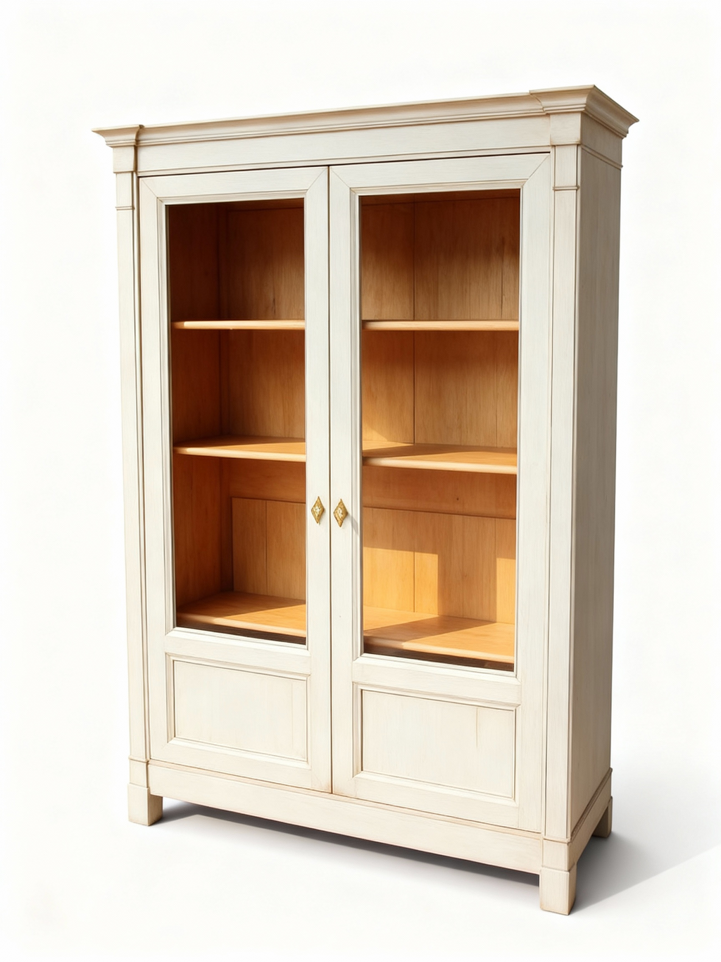 Two-Tone 2-Door Cherry Wood Display Cabinet - Grey Lacquer & Patina (Outlet Offer)