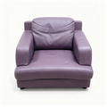 Violetta compact club armchair in mauve leather with contrast stitching