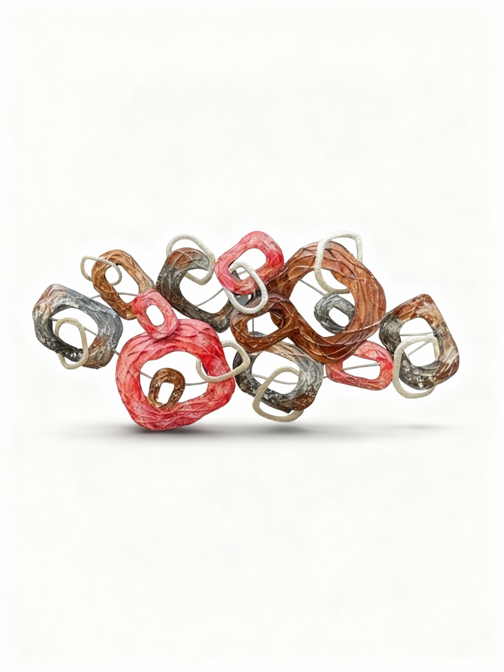 Abstract wall decor in red, grey, white