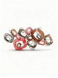 Inner Connections 3D wall sculpture with interlinking textured terracotta rings in red and grey