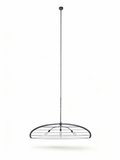 XXL oval industrial pendant light with mesh metal frame and three exposed bulbs, 140cm